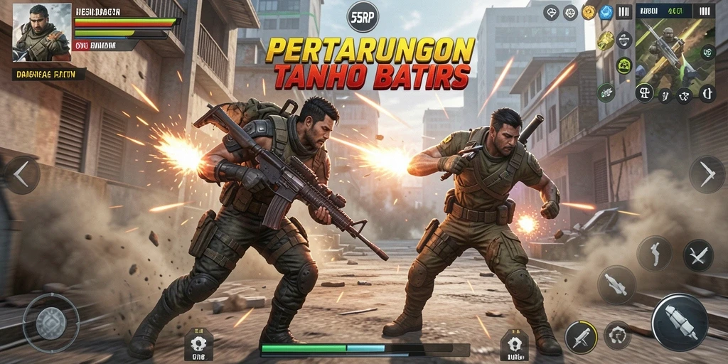 Gameplay mendebarkan dalam 55RP menampilkan pertarungan seru.