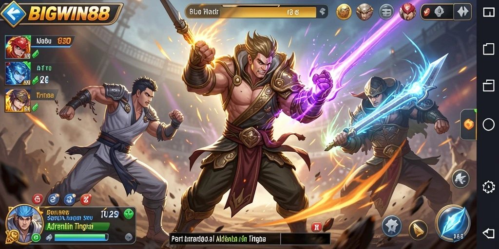 Screenshot menampilkan aksi pertarungan epik dalam BIGWIN88.