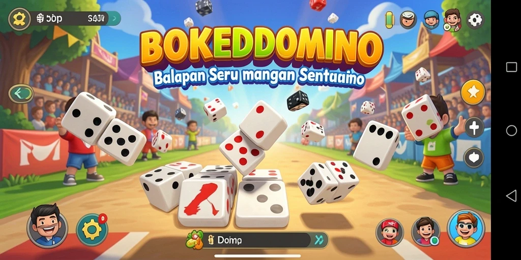 Tampilan gameplay menegangkan di BOKEDOMINO dengan aksi balapan yang seru.