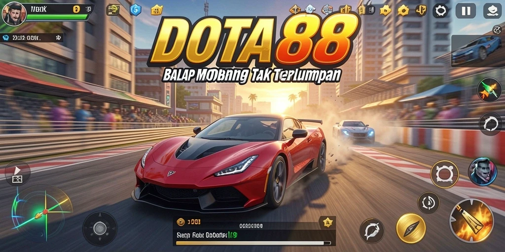 Screenshot DOTA88 menampilkan aksi balapan yang seru dan menegangkan.