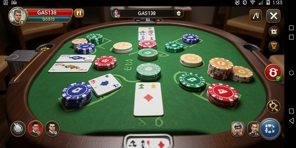 Screenshot GAS138 menampilkan gameplay seru Gaple yang menantang.
