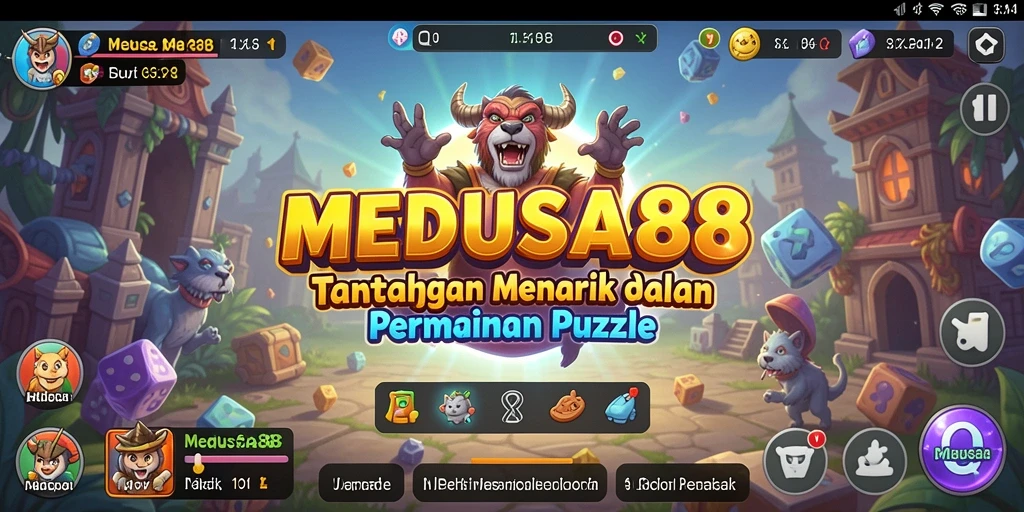 Screenshot gameplay MEDUSA88 menunjukkan tantangan puzzle yang mendebarkan.