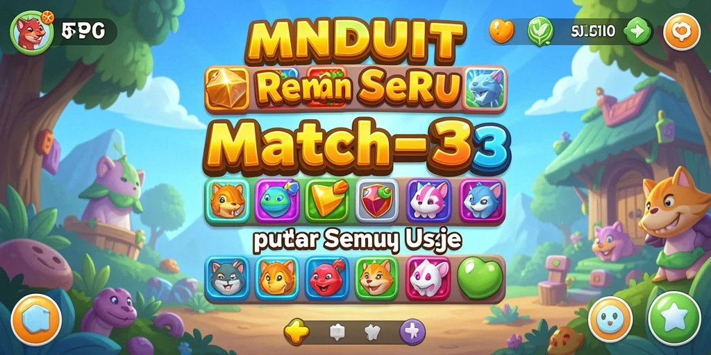 Tampilan gameplay seru dari MNDUIT yang penuh warna.