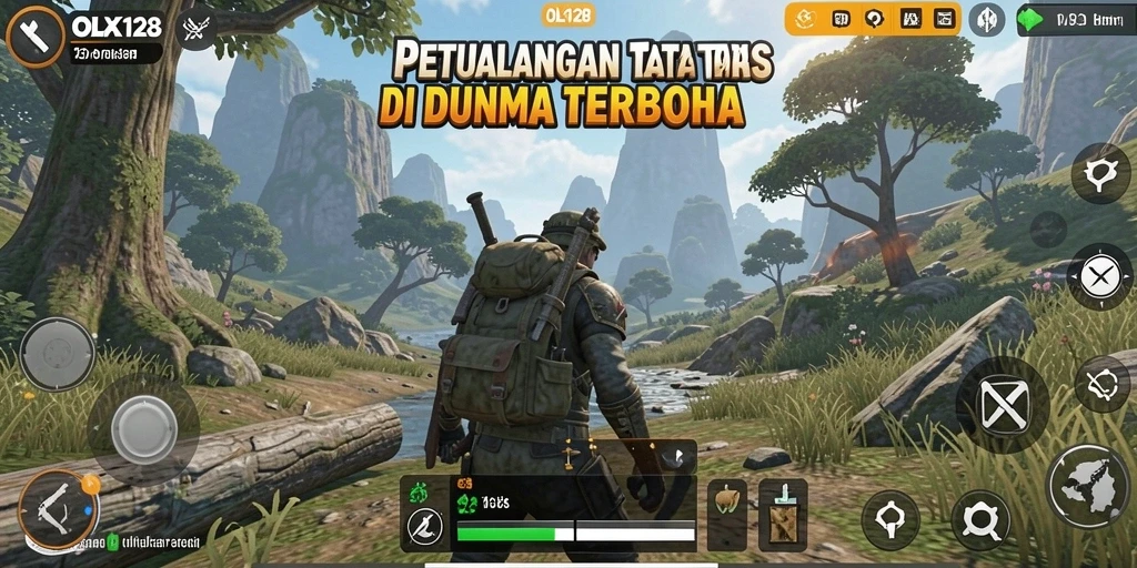 Tampilan gameplay menakjubkan di OLX128 dengan eksplorasi dunia terbuka.