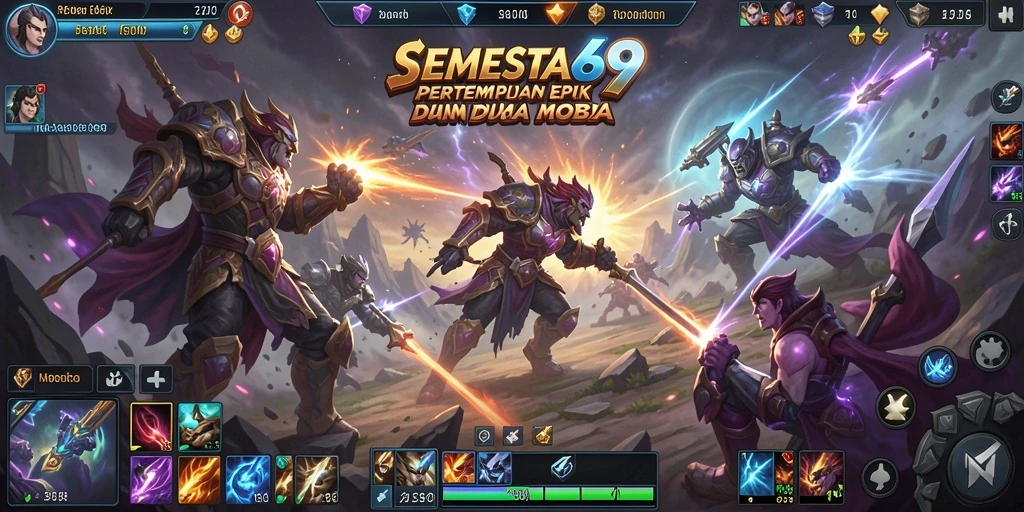 Screenshot gameplay SEMESTA69 menampilkan pertarungan tim yang intens.