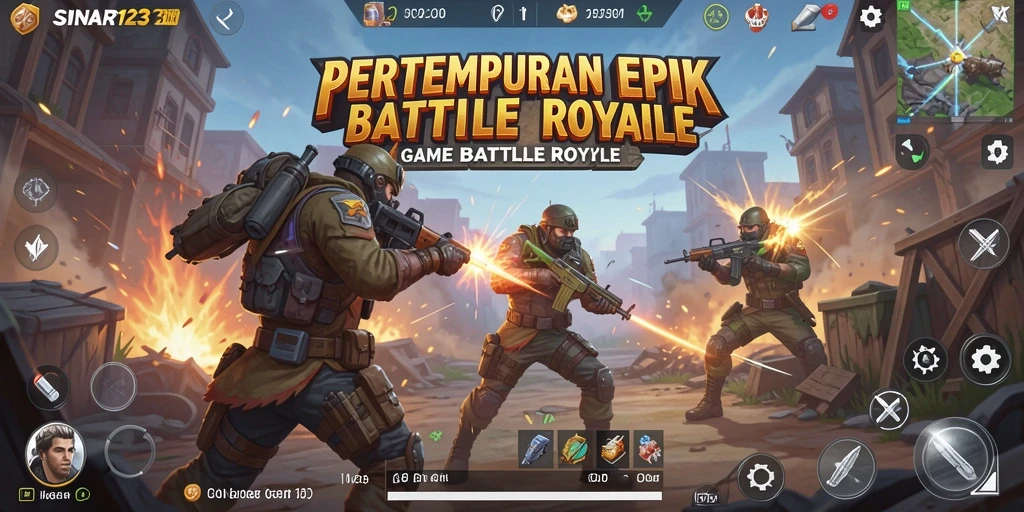 Tangkapan layar menunjukkan aksi mendebarkan dalam SINAR123 Battle Royale.
