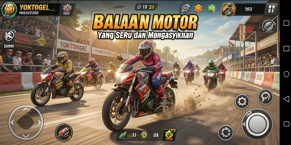 Screenshot gameplay YOKTOGEL menampilkan aksi balapan yang seru.