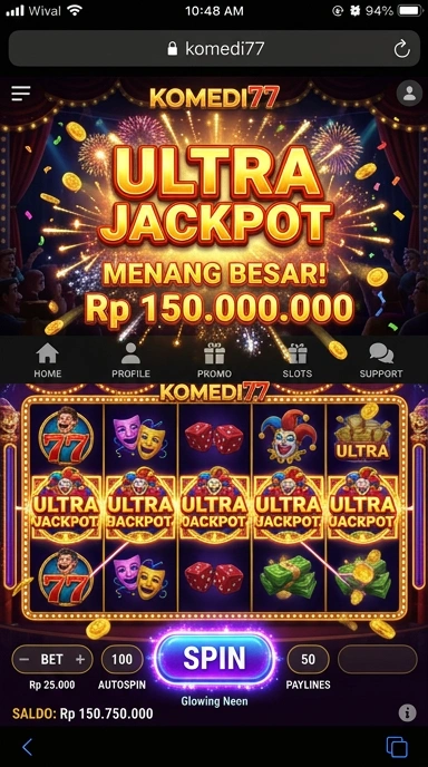 Screenshot antarmuka utama komedi77 yang mudah dinavigasi.